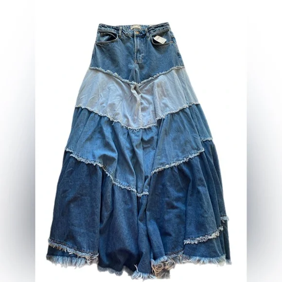 We The Free Dreamscape Tiered Denim Wide Leg size 25 NWT - Picture 11 of 14